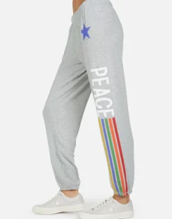 Discount Tanzy Peace Love Stripe Women Long Sweatpants