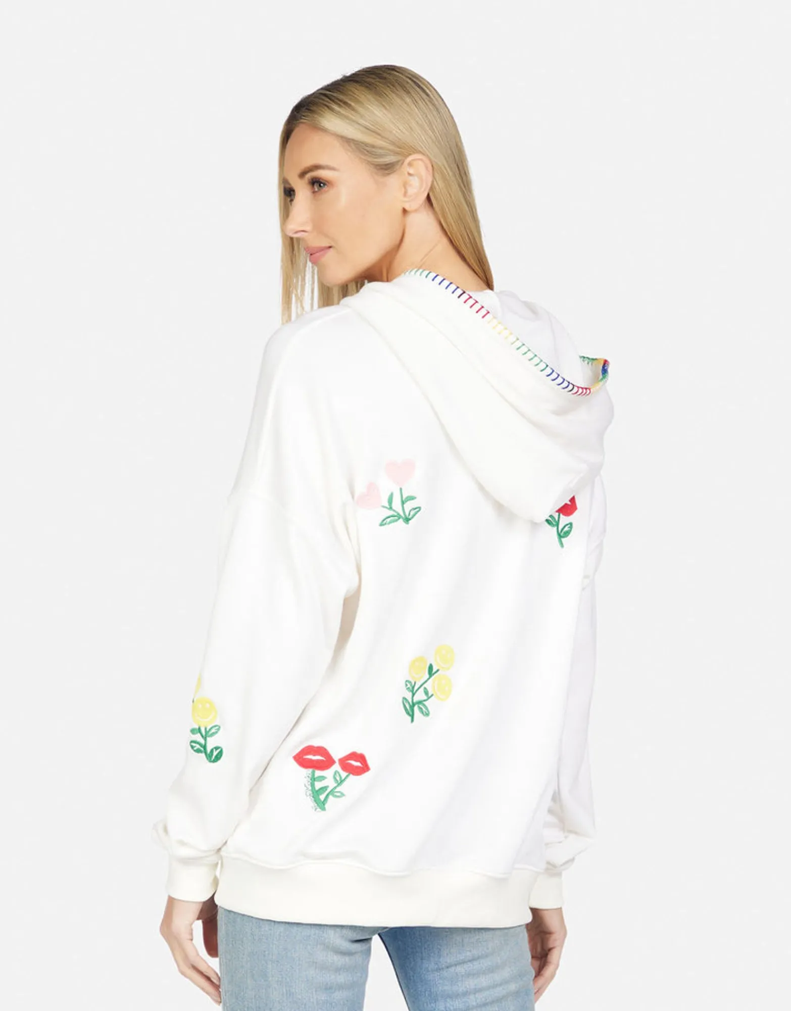 Store Teresa Happy Floral Embroidery Women Hoodies