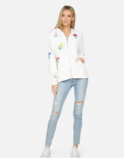 Store Teresa Happy Floral Embroidery Women Hoodies