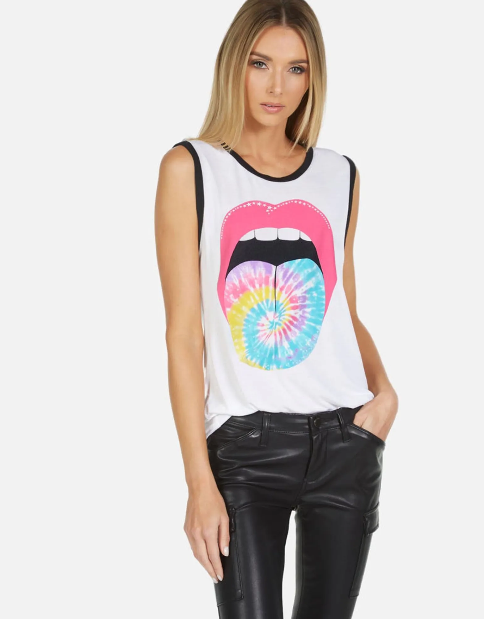 Online Tie Dye Tongue High Neck Tank | Zink X By Women Tanks