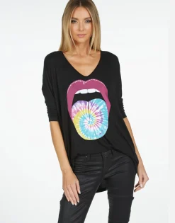 Best Tie Dye Tongue L/S Tee | Eva X By Women Short Sleeve
