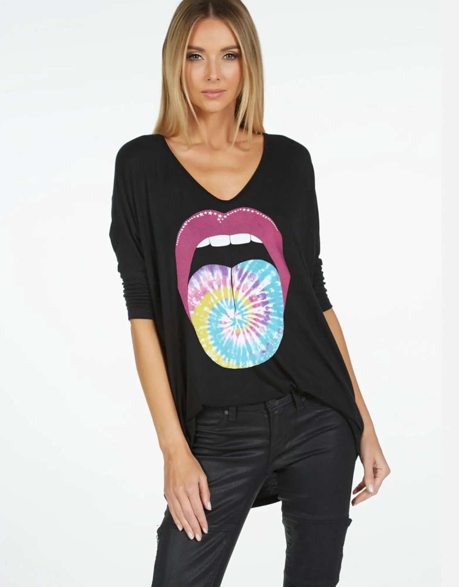 Best Tie Dye Tongue L/S Tee | Eva X By Women Short Sleeve