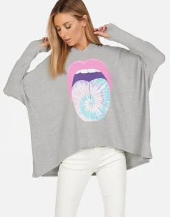 Cheap Tie Dye Tongue Pullover Hoodie | Wilma By Women Hoodies