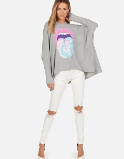 Cheap Tie Dye Tongue Pullover Hoodie | Wilma By Women Hoodies