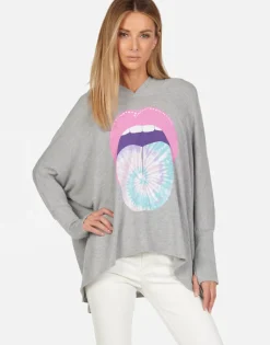 Cheap Tie Dye Tongue Pullover Hoodie | Wilma By Women Hoodies