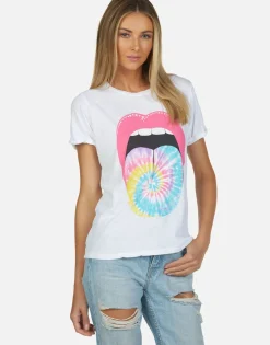 Flash Sale Tie Dye Tongue Vintage S/S Roll Up Tee | Edda By Women Short Sleeve