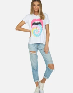 Flash Sale Tie Dye Tongue Vintage S/S Roll Up Tee | Edda By Women Short Sleeve