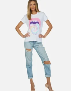 Flash Sale Tie Dye Tongue Vintage S/S Roll Up Tee | Edda By Women Short Sleeve