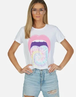 Flash Sale Tie Dye Tongue Vintage S/S Roll Up Tee | Edda By Women Short Sleeve