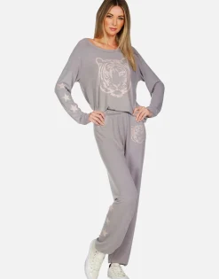 Fashion Tiger Face Stars L/S Pullover | Brenna By Women Long Sleeve