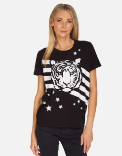 Clearance Tiger Stars & Stripes Ss Boyfriend Tee | Edda By Women Short Sleeve