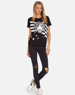 Clearance Tiger Stars & Stripes Ss Boyfriend Tee | Edda By Women Short Sleeve