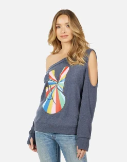 Cheap Trinidy Studded Stripe Peace Women Long Sleeve