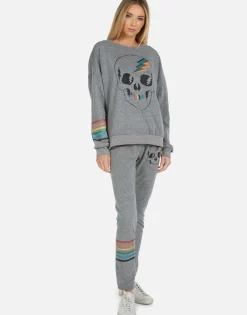 Cheap Uri Rainbow Electric Skull Women Long Sweatpants