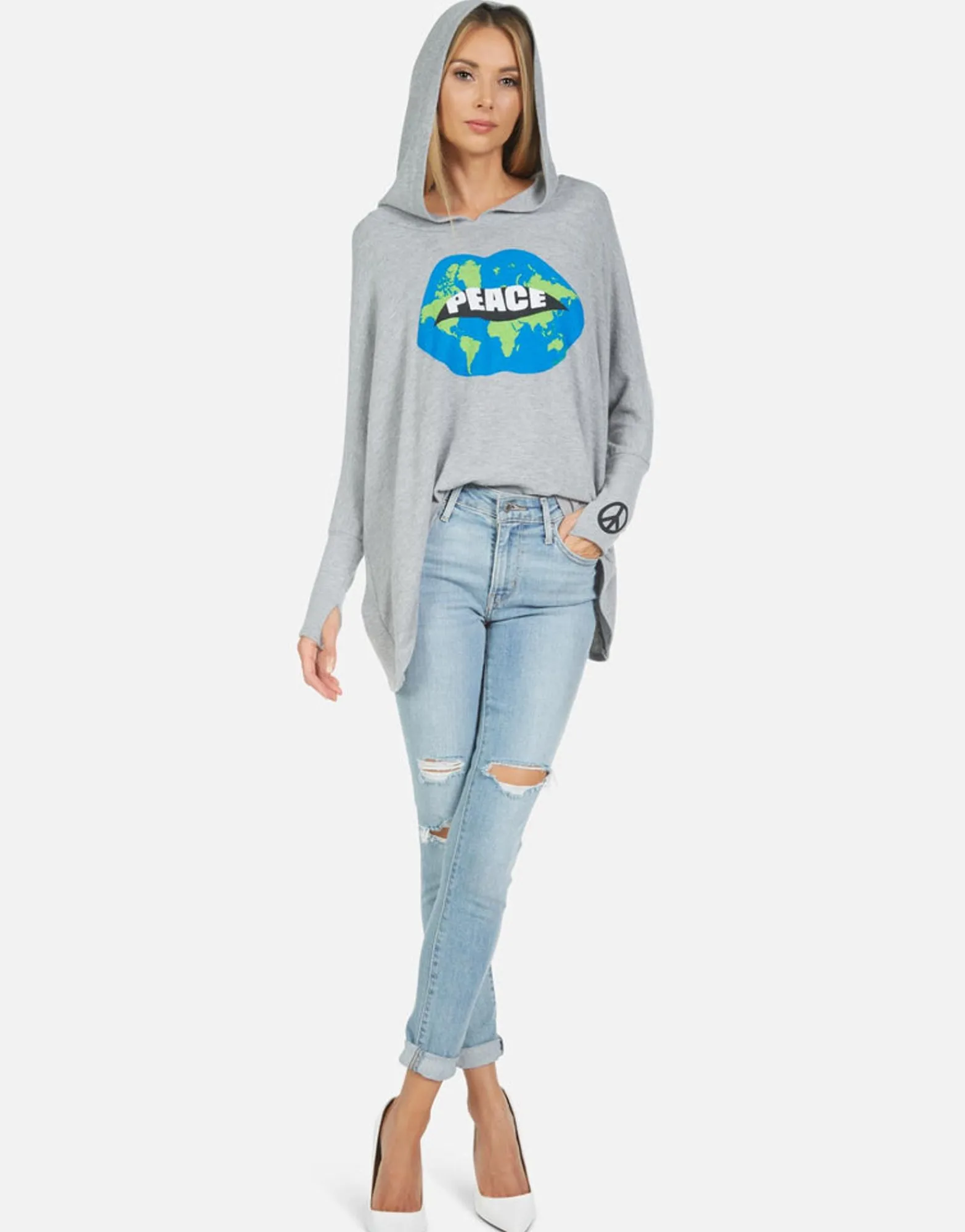 Shop Wilma World Peace Lips Women Hoodies