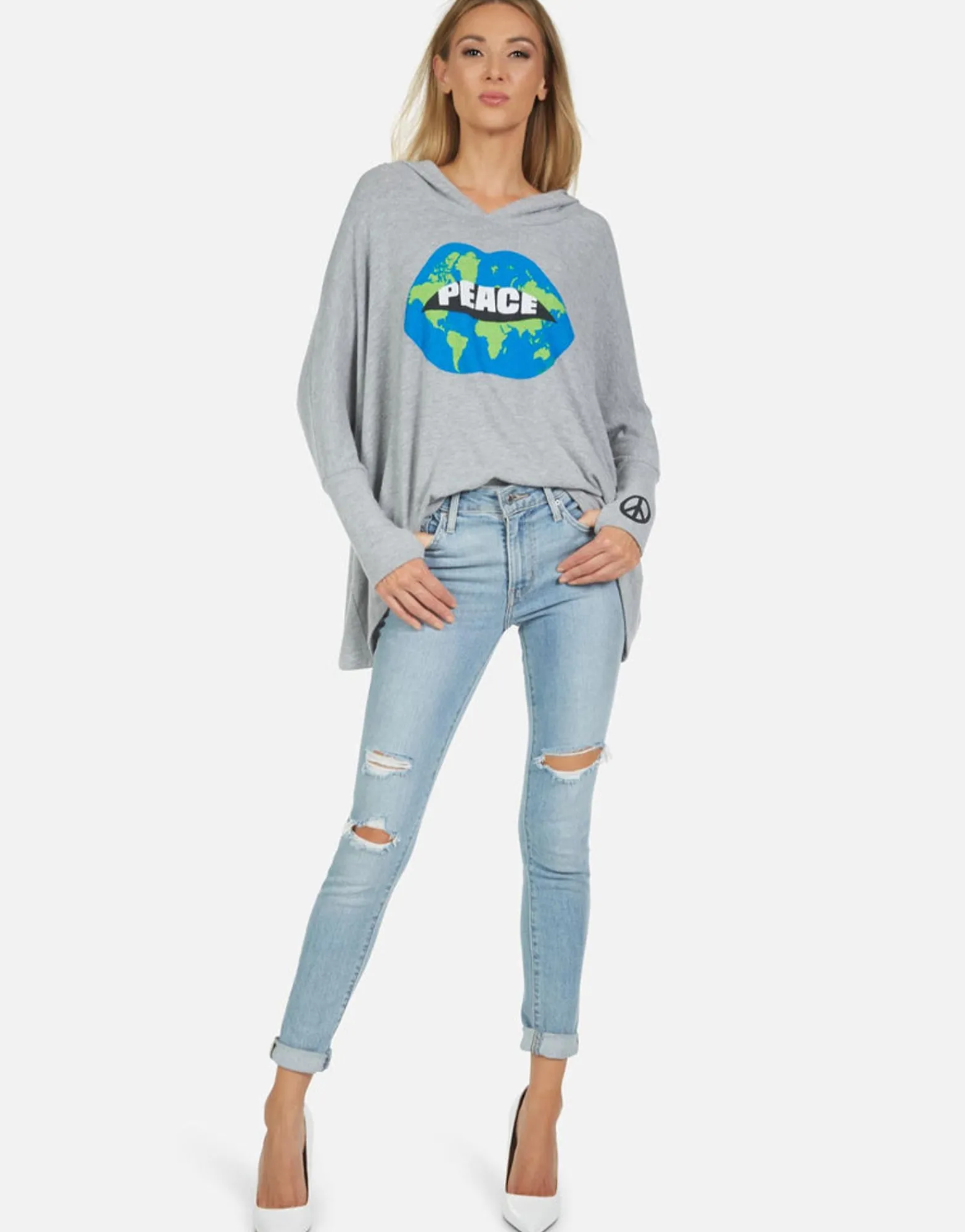 Shop Wilma World Peace Lips Women Hoodies