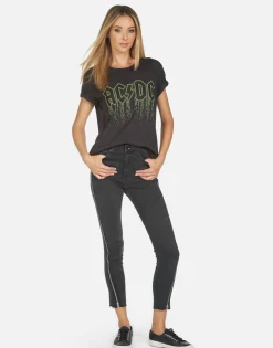 Flash Sale Wolf Ac/Dc Neon Stud Women Short Sleeve