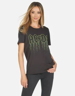 Flash Sale Wolf Ac/Dc Neon Stud Women Short Sleeve