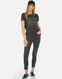 Flash Sale Wolf Ac/Dc Neon Stud Women Short Sleeve