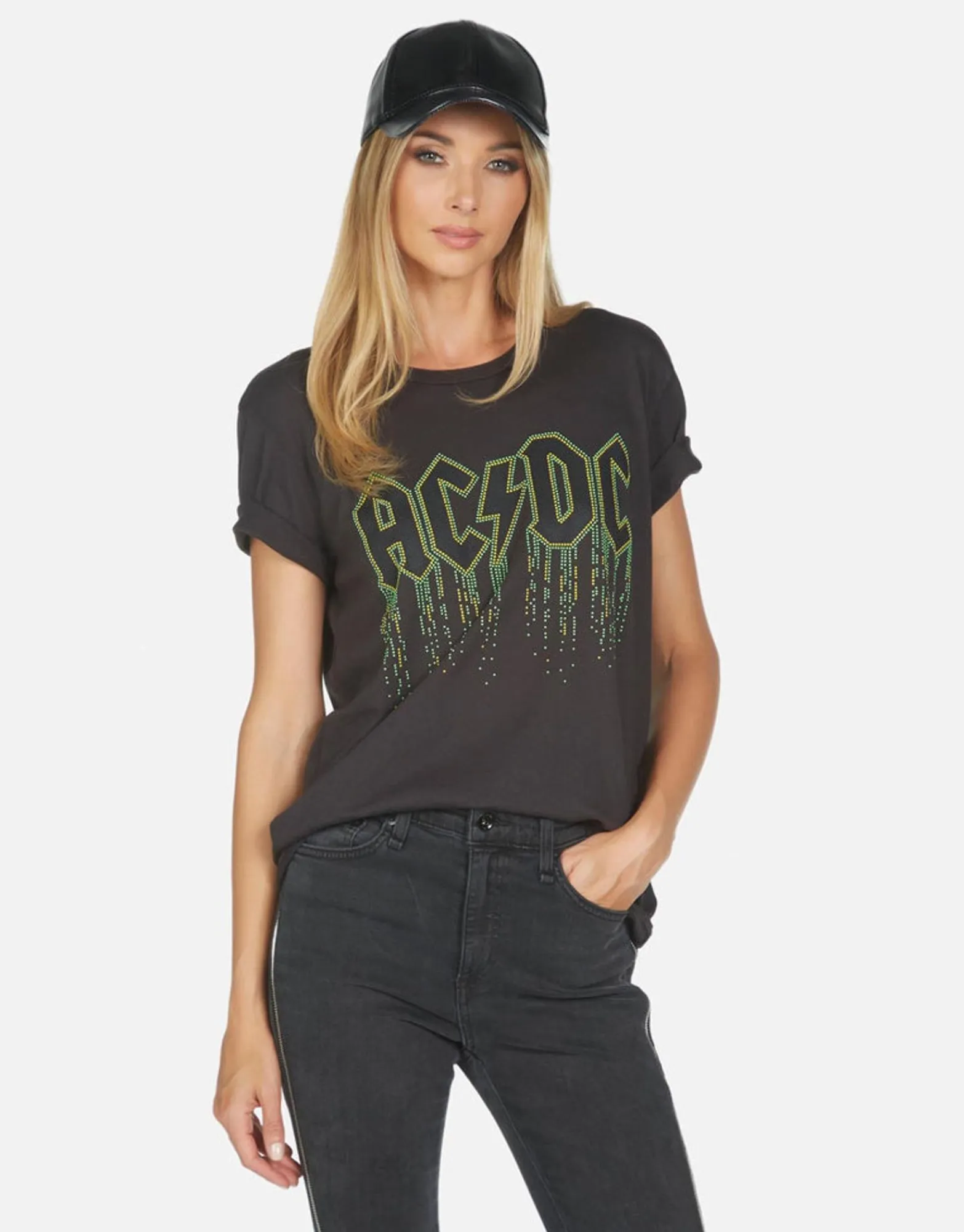 Flash Sale Wolf Ac/Dc Neon Stud Women Short Sleeve