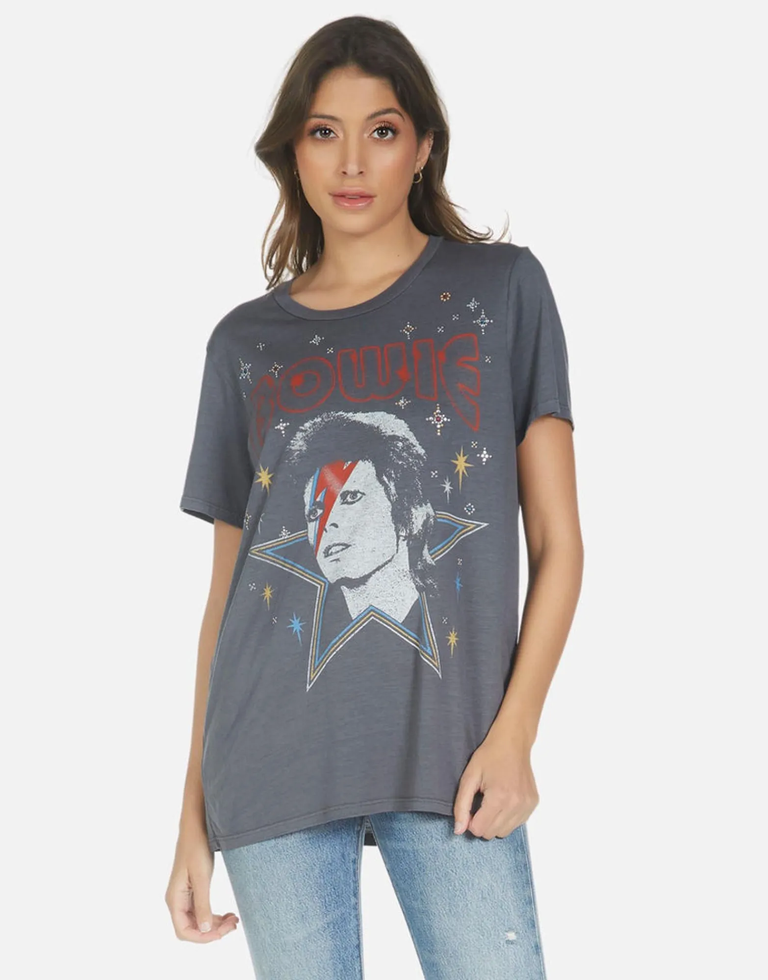 Cheap Wolf Bowie 1973 Tour Women Short Sleeve