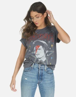 Cheap Wolf Bowie 1973 Tour Women Short Sleeve