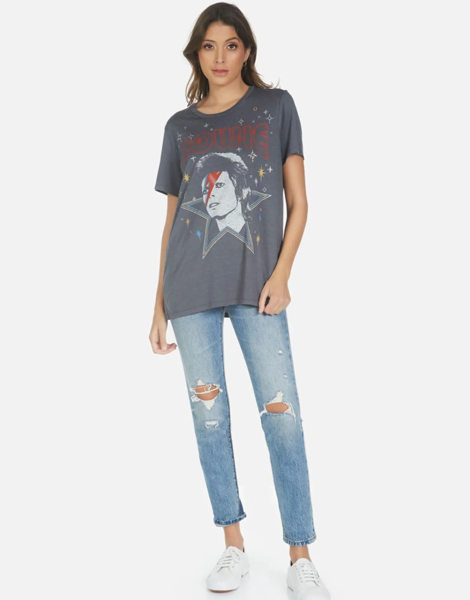 Cheap Wolf Bowie 1973 Tour Women Short Sleeve