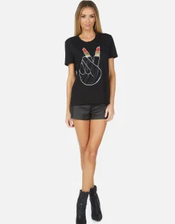 Outlet Wolf Crystal Lipstick Peace Women Short Sleeve