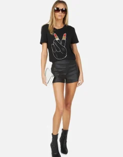 Outlet Wolf Crystal Lipstick Peace Women Short Sleeve