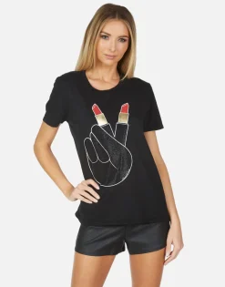Outlet Wolf Crystal Lipstick Peace Women Short Sleeve