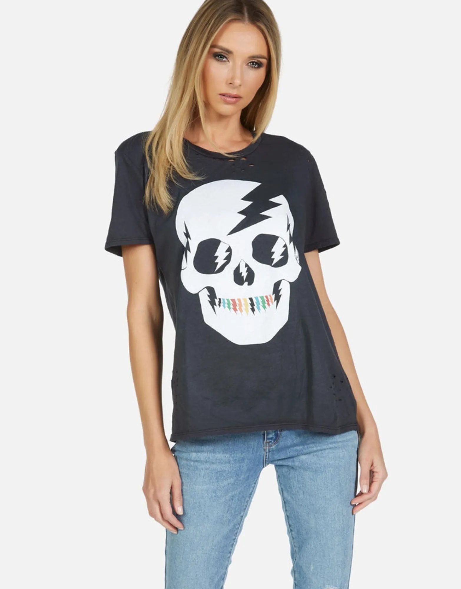Cheap Wolf Lightning Skull Women Short Sleeve