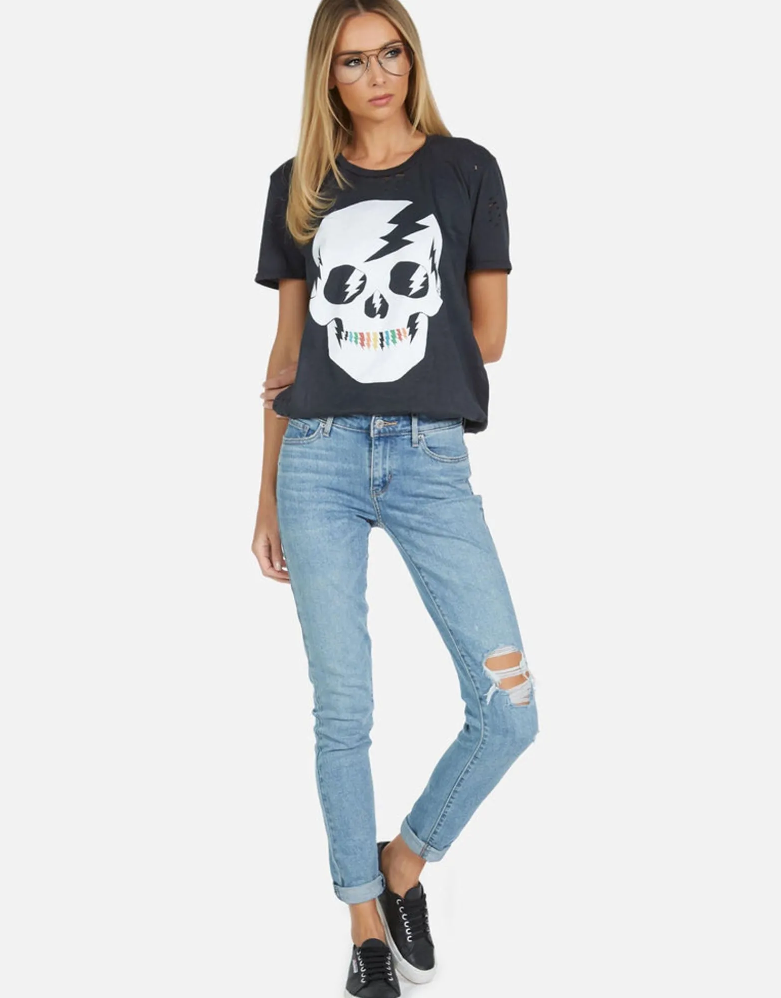 Cheap Wolf Lightning Skull Women Short Sleeve