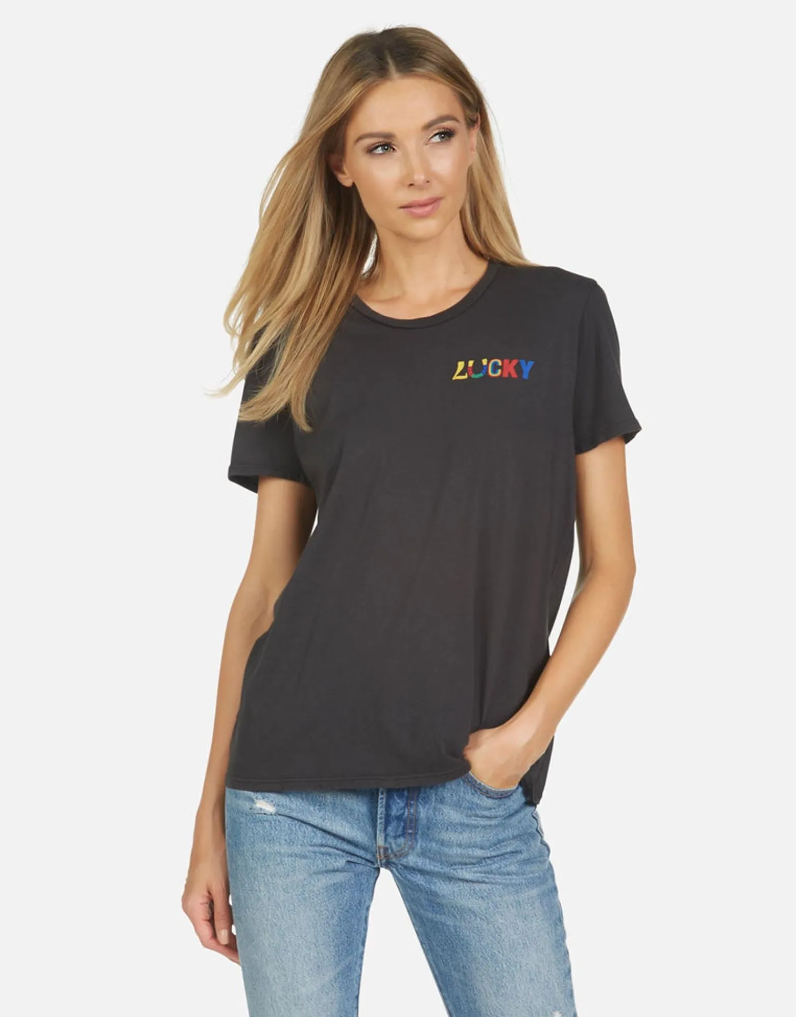 Cheap Wolf Lucky Happy Face Women Short Sleeve