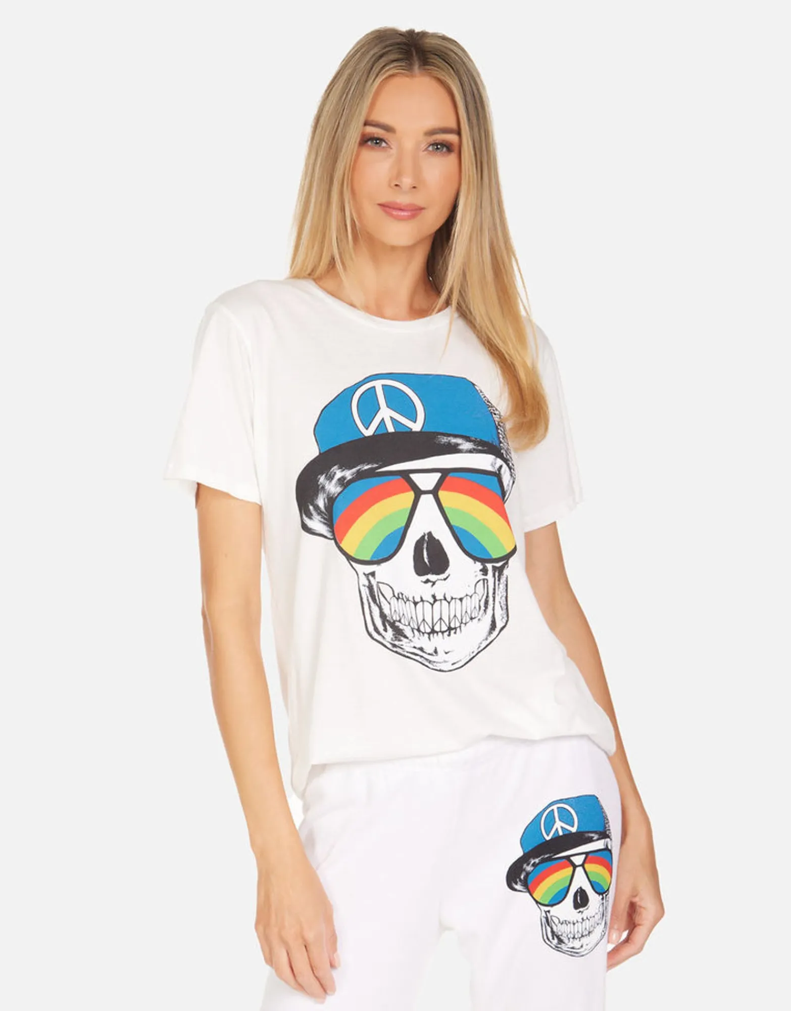 Best Sale Wolf Rainbow Peace Skull Women Short Sleeve
