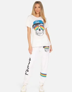 Best Sale Wolf Rainbow Peace Skull Women Short Sleeve
