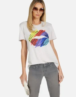 Flash Sale Wolf Scribble Lip Women Short Sleeve