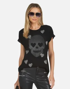Sale Wolf X Crystal Peace Love Skull Women Short Sleeve