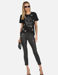 Sale Wolf X Crystal Peace Love Skull Women Short Sleeve