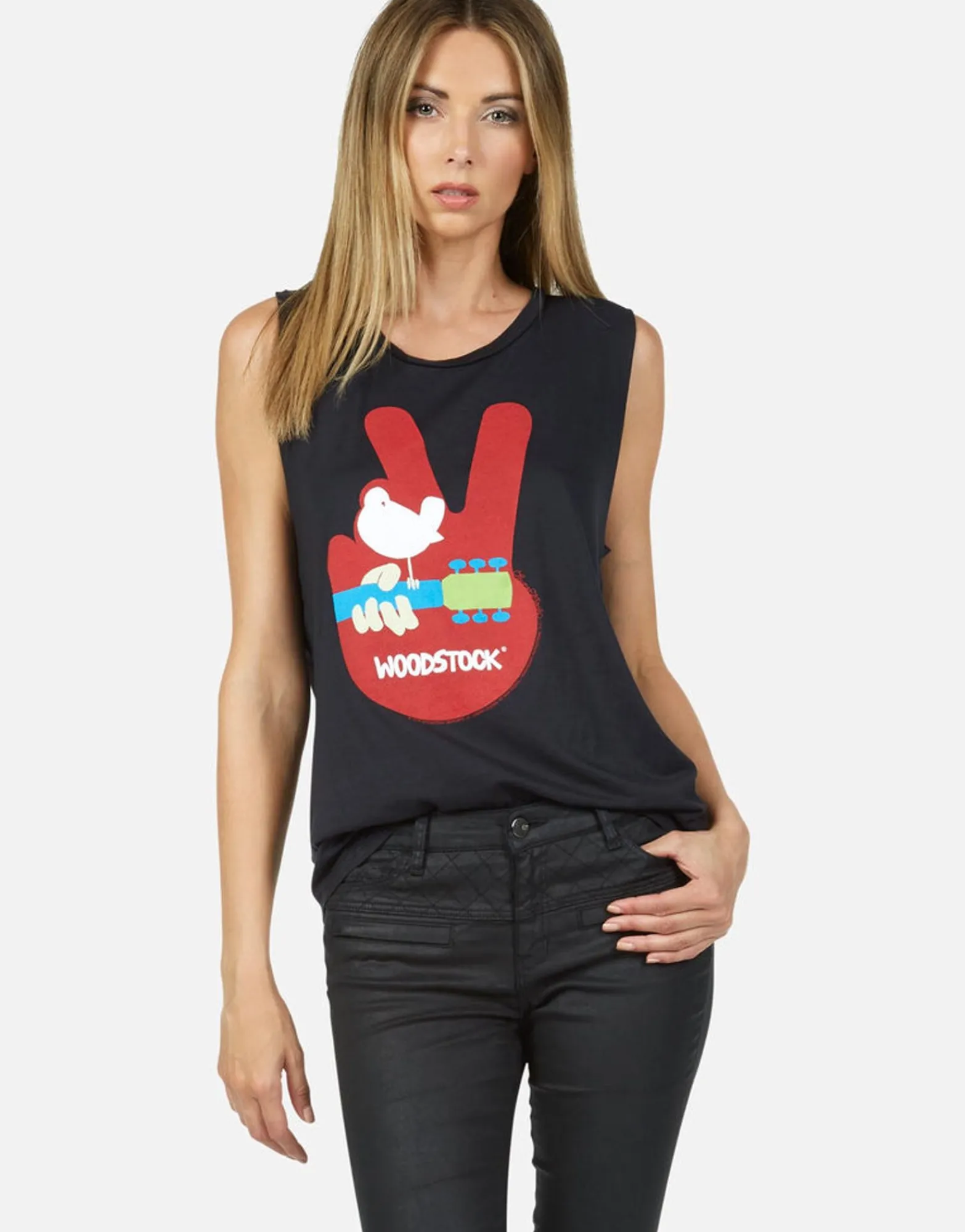 New Woodstock Peace Scoop Neck Muscle Tank | Kel By Women Tanks