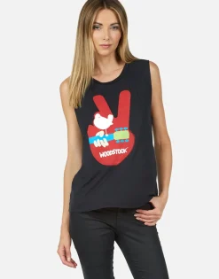 New Woodstock Peace Scoop Neck Muscle Tank | Kel By Women Tanks