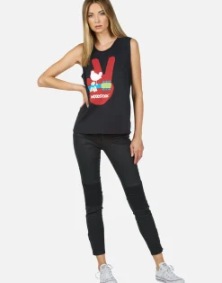 New Woodstock Peace Scoop Neck Muscle Tank | Kel By Women Tanks