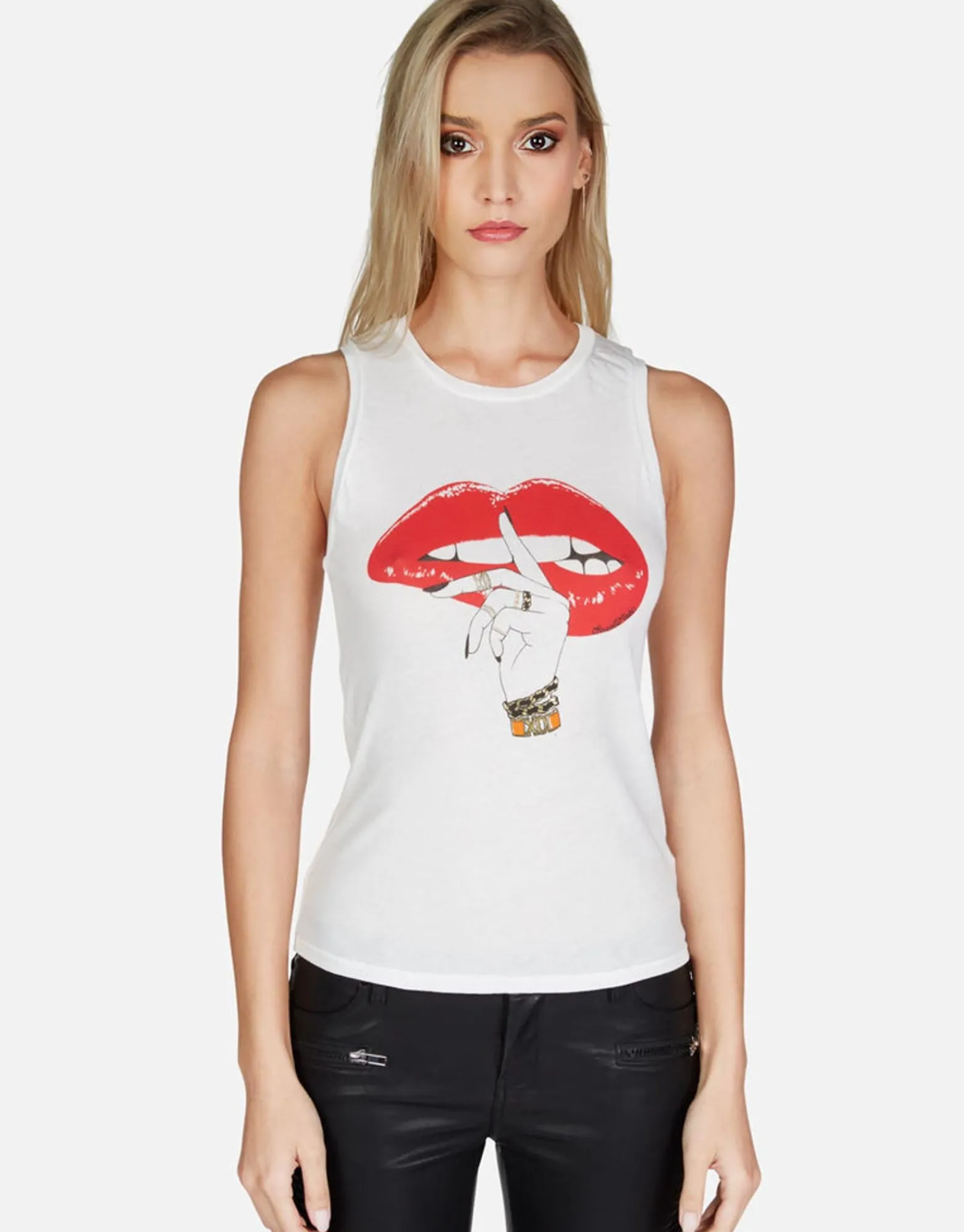 Online Xo Shh Lip Tank Tee | Ashlin By Women Tanks