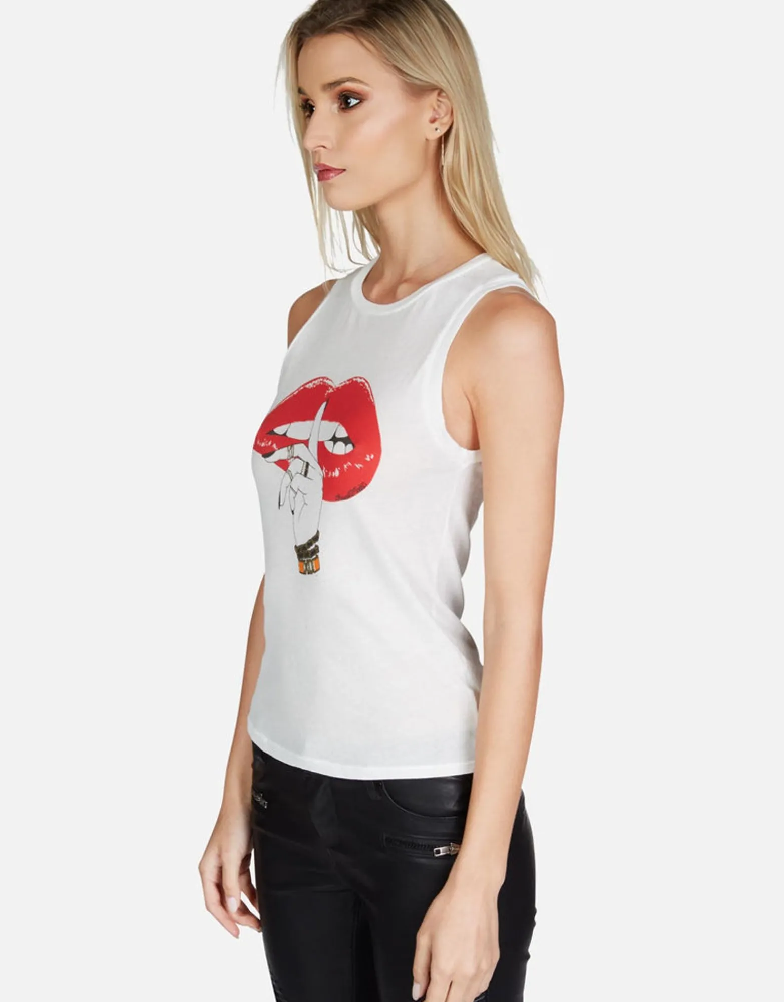 Online Xo Shh Lip Tank Tee | Ashlin By Women Tanks