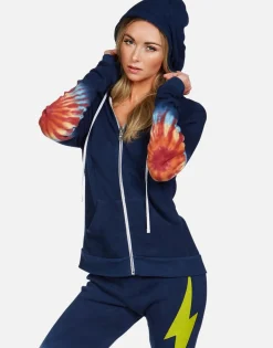 Cheap Yellow Lightning Tie Dye Zip Up Hoodie | Lennox By Women Hoodies