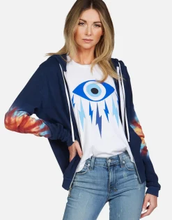 Cheap Yellow Lightning Tie Dye Zip Up Hoodie | Lennox By Women Hoodies