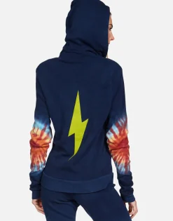 Cheap Yellow Lightning Tie Dye Zip Up Hoodie | Lennox By Women Hoodies