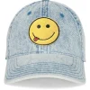 Store Yellow Smiley Patch Denim Hat In | Reina By Hats